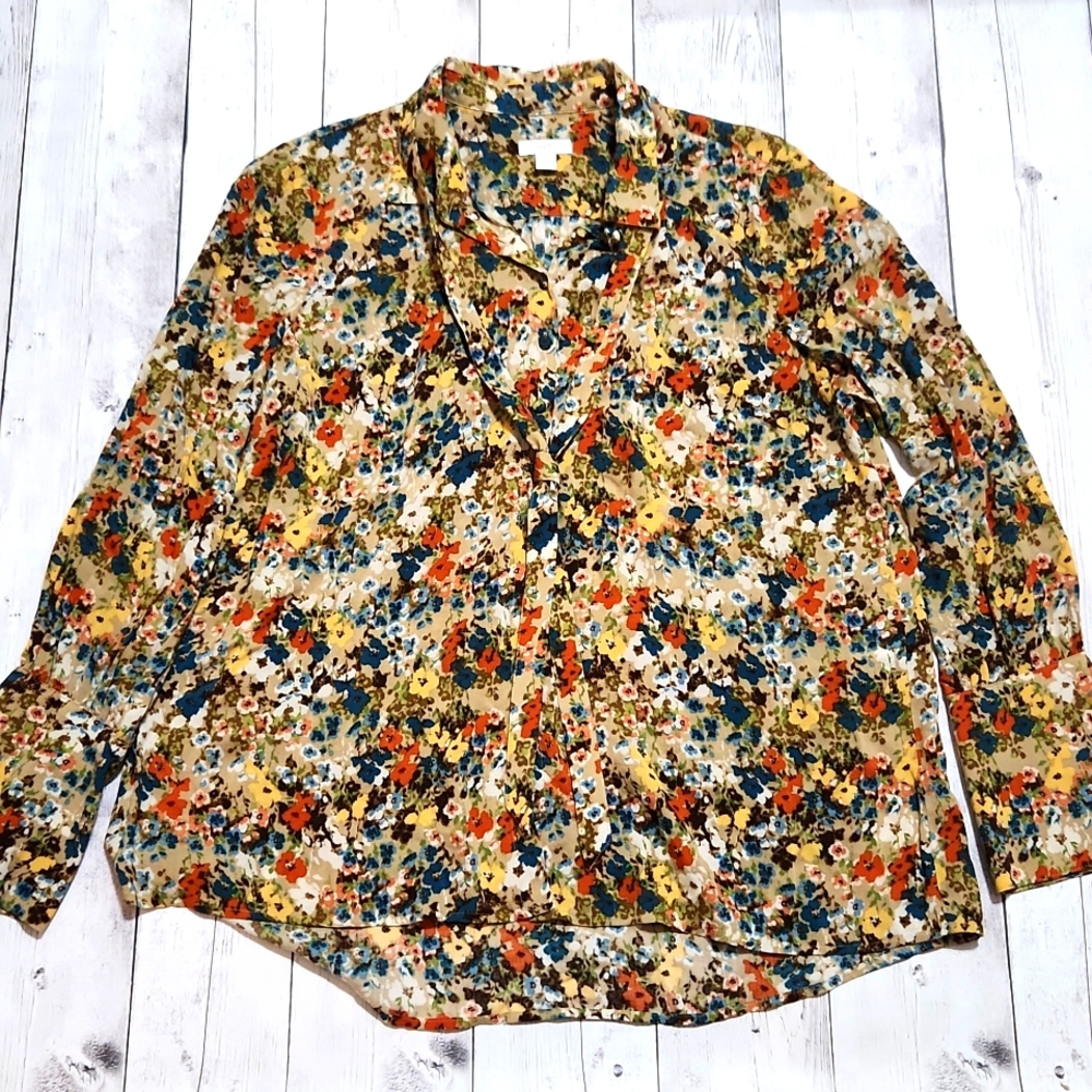 J. Jill Small Floral Blouse with tie